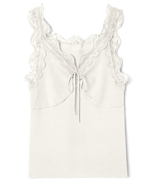 GRL（グレイル）の「スカラップレース付きキャミソール（キャミソール・レディース・ピンク/ブラック/オフホワイト・M）」の2枚目の写真