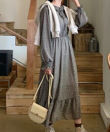 DHOLIC | ネックフリル小花柄ワンピース(ワンピース)