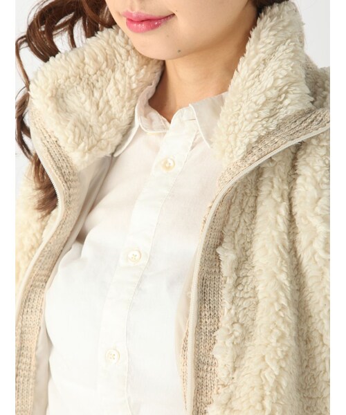 Rinajour（リナジュール）の「Rinajour ボアニットベスト（ジャケット/アウター・レディース・BEIGE・F）」の5枚目の写真