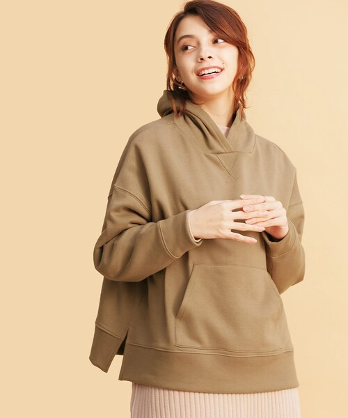 An3pocket（アンポケット）の「裏起毛サイドスリットワイドパーカー（パーカー・レディース・ブラック/ベージュ/ブラウン/ホワイト・FREE）」の3枚目の写真