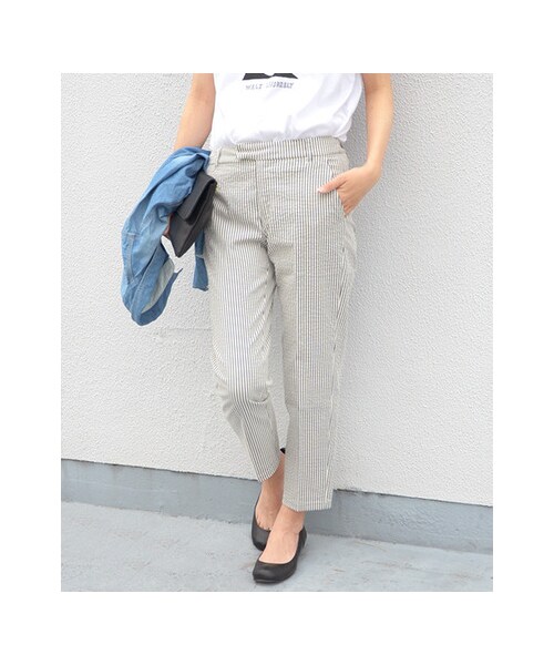 URBAN RESEARCH DOORS（アーバンリサーチドアーズ）の「コットンリネンコードレーンパンツ（パンツ・レディース・ネイビー/ライトグレー・36/38/40）」の4枚目の写真