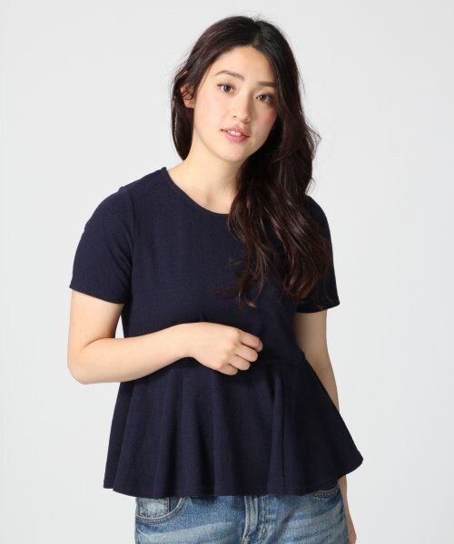 LOWRYS FARM（ローリーズファーム）の「ジャガードペプラムプルオーバーショートスリーブ（トップス・レディース・オフ/グレー/ピンク/ネイビー・Ｍ/Ｌ）」の3枚目の写真