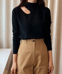 DHOLIC | ハーフネックカットアウトニット(ニット/セーター)