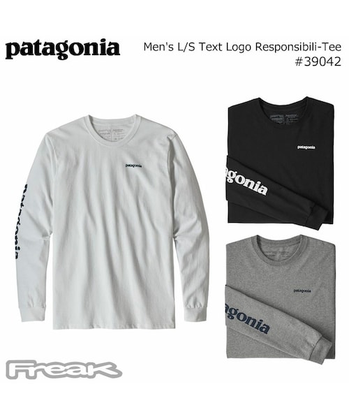 patagonia（パタゴニア）の「PATAGONIA メンズ Tシャツ Men's Long-Sleeved Text Logo Responsibili-Tee メンズ・ロングスリーブ・テキスト・ロゴ・レスポンシビリティー（Tシャツ/カットソー・メンズ・ホワイト/グレー/ブラック・xs/s/m/l/xl）」の2枚目の写真