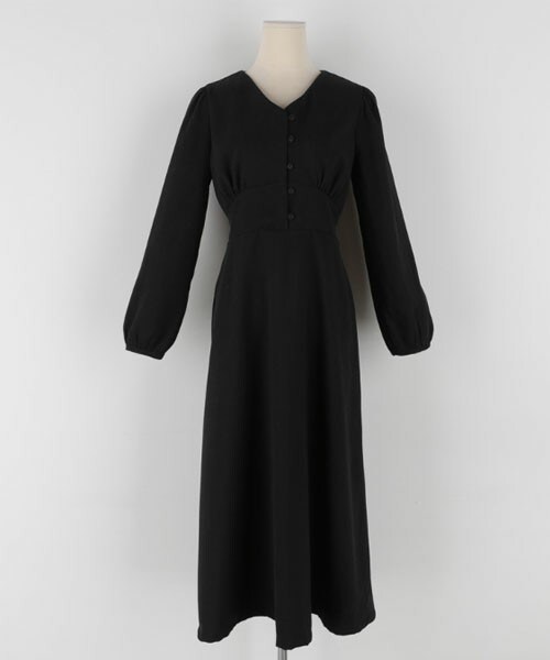 DHOLIC（ディーホリック）の「Vネックボタンワンピース（ワンピース・レディース・ブラウン/ブラック/パープル・FREE）」の2枚目の写真