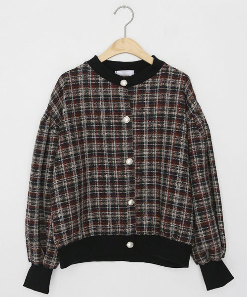 DHOLIC（ディーホリック）の「ツイードチェックカーディガン（カーディガン/ボレロ・レディース・イエロー/ブラック・FREE）」の2枚目の写真