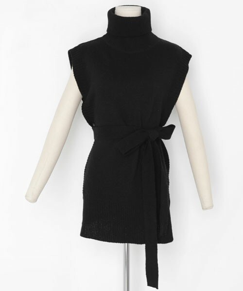 DHOLIC（ディーホリック）の「ストラップ付タートルネックベスト（ベスト・レディース・ブラウン/ブラック/ベージュ・FREE）」の2枚目の写真