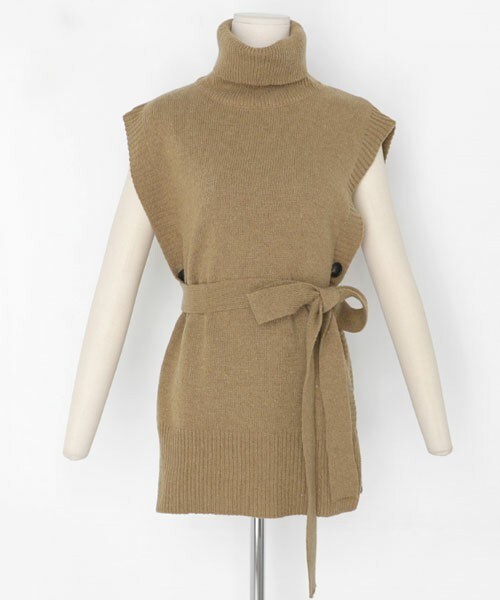 DHOLIC（ディーホリック）の「ストラップ付タートルネックベスト（ベスト・レディース・ブラウン/ブラック/ベージュ・FREE）」の3枚目の写真