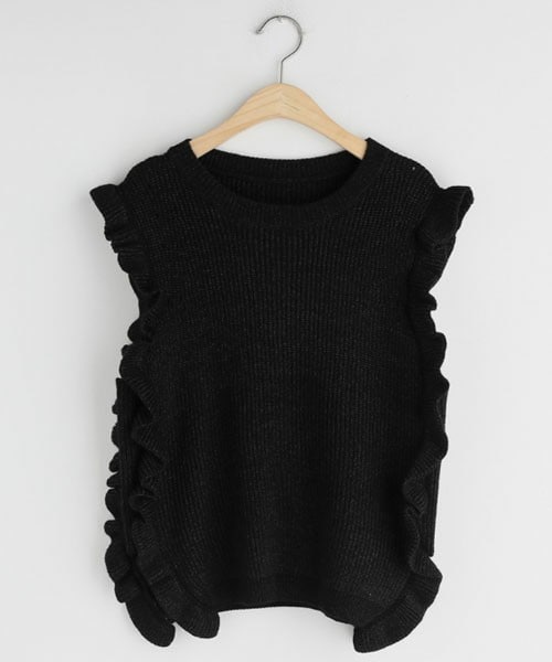 DHOLIC（ディーホリック）の「フリルニットベスト（ベスト・レディース・グリーン/ホワイト/ブラック/ブラウン・FREE）」の3枚目の写真