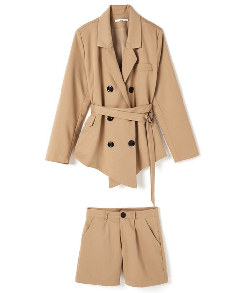 Grl グレイル の ベルト付きトレンチジャケット ショーパンセットアップ セットアップ Wear