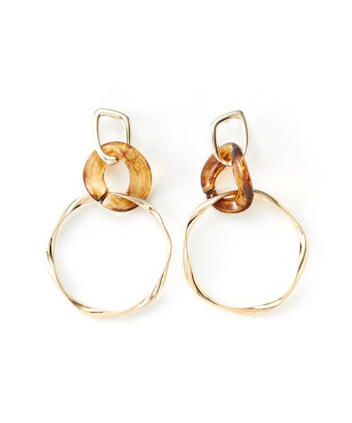 GRL（グレイル）の「サークルXマーブルリングピアス（ピアス（両耳用）・レディース・アイボリー/ブラック/ブラウン・F）」の3枚目の写真