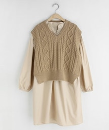 DHOLIC | ニットベストSETシャツワンピース(シャツワンピース)