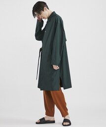 クルニ　20ss タイロッケンロングシャツコート　グリーン　2　比翼　ミニマル クルニ 20ss タイロッケンロングシャツコート グリーン 2 比翼