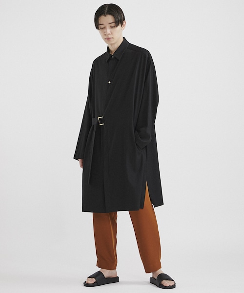 4719【美品】クルニ　タイロッケンロングシャツコート 20年製　黒　M CULLNI クルニ タイロッケンロングシャツコート 20-SS-033 新品CULLNI