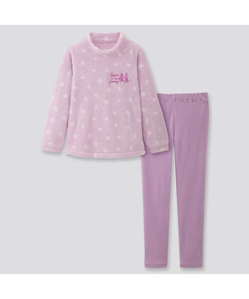 ユニクロ ユニクロ の Girls ディズニー ホリデー コレクション フリースセット アナ エルサ 長袖 ルームウェア パジャマ Wear