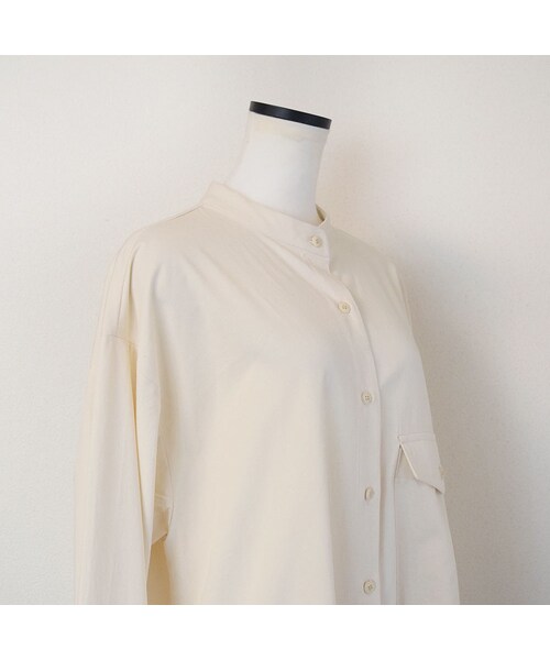 no brand(ノーブランド)の「T/CスタンドカラーオーバーロングシャツOP(ワンピース・レディース・その他)」の9枚目の写真