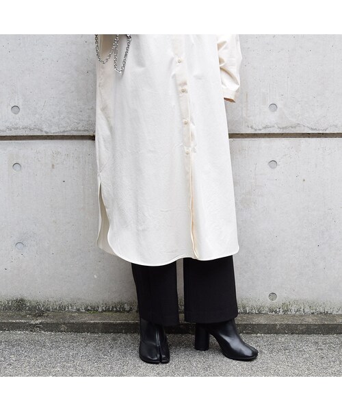 no brand(ノーブランド)の「T/CスタンドカラーオーバーロングシャツOP(ワンピース・レディース・その他)」の6枚目の写真