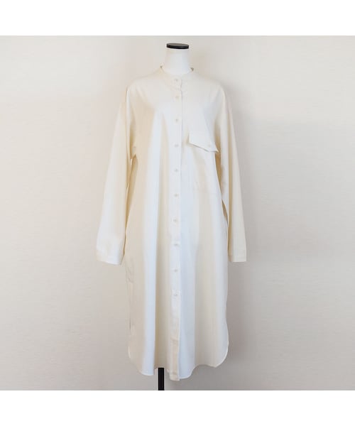 no brand(ノーブランド)の「T/CスタンドカラーオーバーロングシャツOP(ワンピース・レディース・その他)」の8枚目の写真