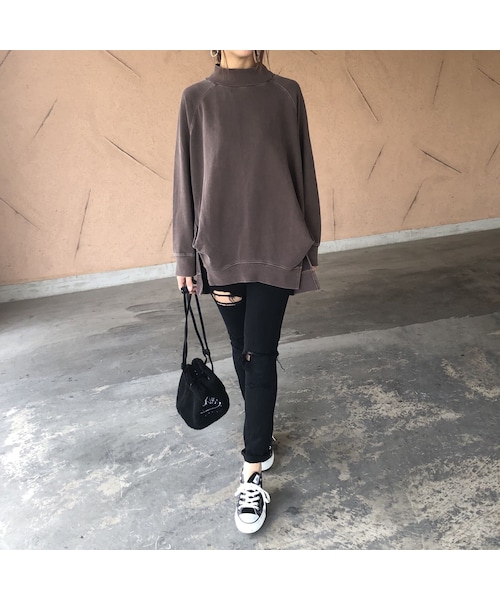 copine（コピン）の「再入荷！絶妙なピグメント加工スモーキーカラー！サイドタックデザインボトルネックトップス(3color)【クリックポスト対象商品】（スウェット・レディース・その他）」の6枚目の写真