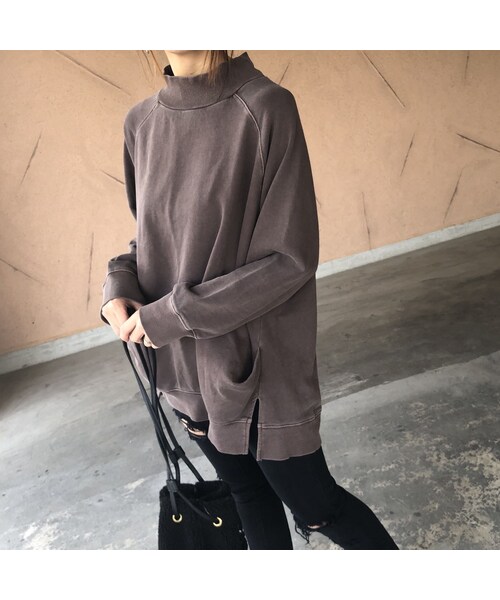 copine（コピン）の「再入荷！絶妙なピグメント加工スモーキーカラー！サイドタックデザインボトルネックトップス(3color)【クリックポスト対象商品】（スウェット・レディース・その他）」の5枚目の写真