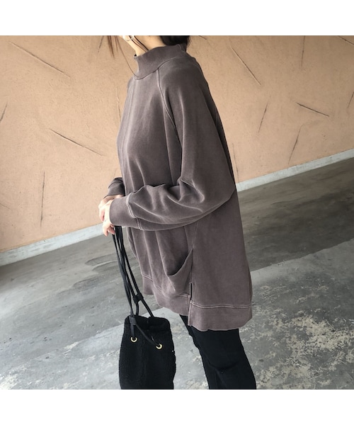 copine（コピン）の「再入荷！絶妙なピグメント加工スモーキーカラー！サイドタックデザインボトルネックトップス(3color)【クリックポスト対象商品】（スウェット・レディース・その他）」の8枚目の写真