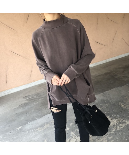 copine（コピン）の「再入荷！絶妙なピグメント加工スモーキーカラー！サイドタックデザインボトルネックトップス(3color)【クリックポスト対象商品】（スウェット・レディース・その他）」の7枚目の写真