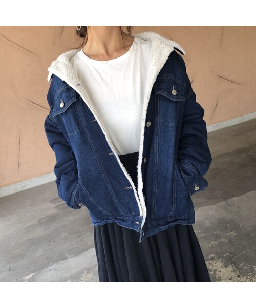 copine（コピン）の「1月16日再々入荷！ゆる可愛い！オーバーサイズ裏ボアデニムジャケット（デニムジャケット・レディース・その他）」の13枚目の写真