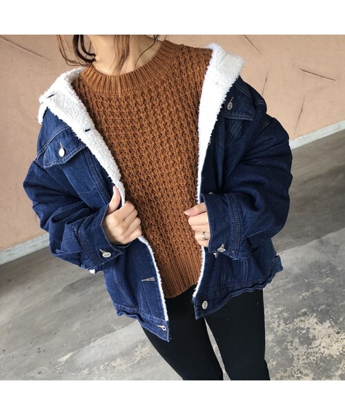 copine（コピン）の「1月16日再々入荷！ゆる可愛い！オーバーサイズ裏ボアデニムジャケット（デニムジャケット・レディース・その他）」の9枚目の写真