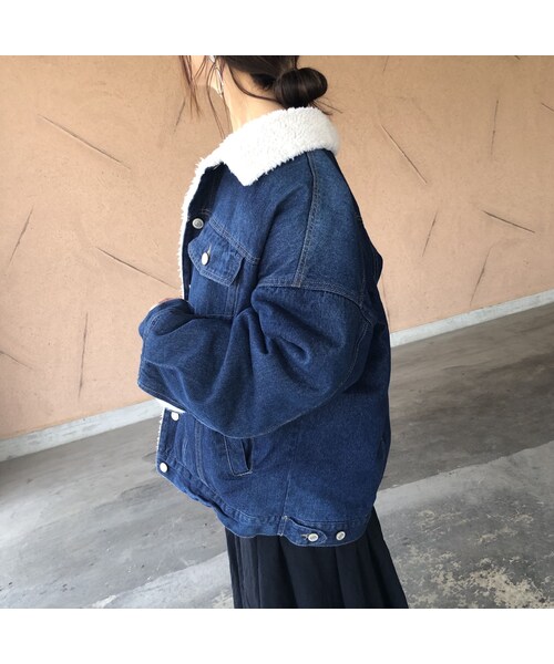 copine（コピン）の「1月16日再々入荷！ゆる可愛い！オーバーサイズ裏ボアデニムジャケット（デニムジャケット・レディース・その他）」の15枚目の写真