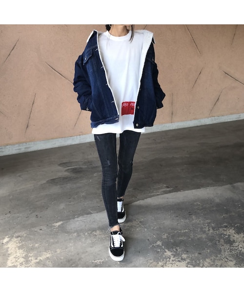 copine（コピン）の「1月16日再々入荷！ゆる可愛い！オーバーサイズ裏ボアデニムジャケット（デニムジャケット・レディース・その他）」の3枚目の写真