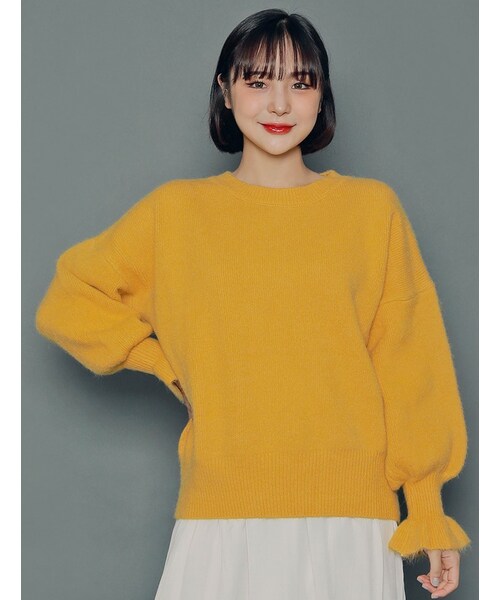 HOTPING(ホッピン)の「ラブリーバルーンスリーブニット(ニット/セーター・レディース・Grey/Black/Yellow/White/Blue/Beige/Orange・フリーサイズ)」の6枚目の写真