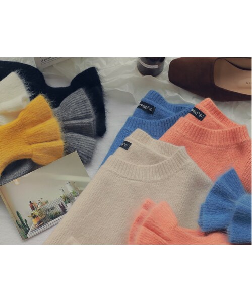 HOTPING(ホッピン)の「ラブリーバルーンスリーブニット(ニット/セーター・レディース・Grey/Black/Yellow/White/Blue/Beige/Orange・フリーサイズ)」の7枚目の写真