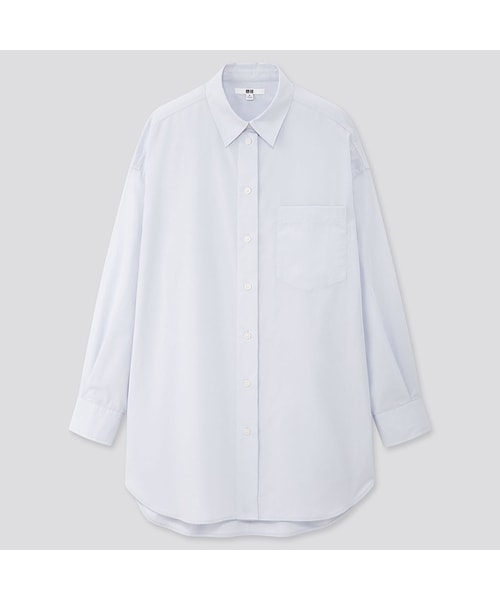 UNIQLO（ユニクロ）の「エクストラファインコットンオーバーサイズロングシャツ（長袖）（シャツ/ブラウス・レディース・NAVY 69/LIGHT BLUE 60/WHITE 00・S/XS/L/3XL/XL/XXL/M）」の3枚目の写真