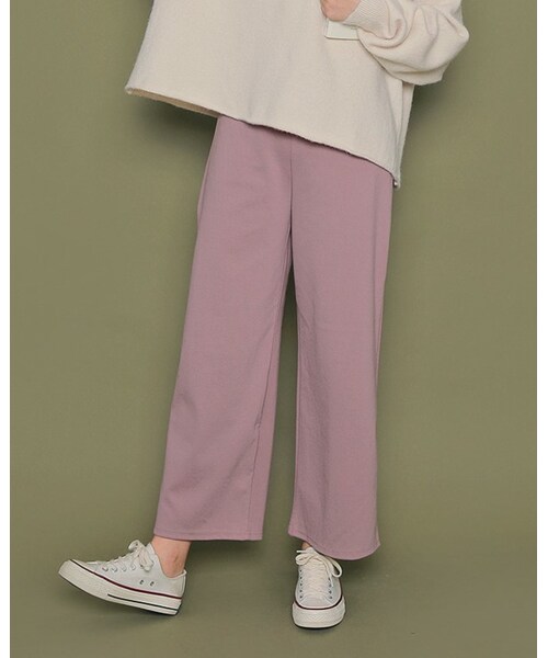 HOTPING（ホッピン）の「ハイウエストゴムワイドパンツ（その他パンツ・レディース・Black/Green/Pink/Beige・XS-S/M-L/XL-2XL）」の4枚目の写真