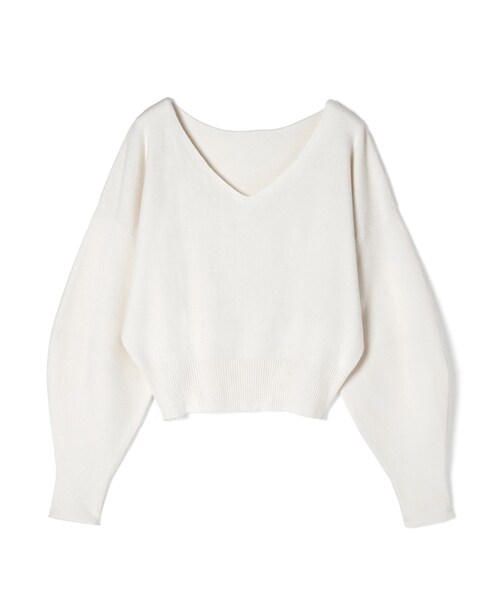 GRL（グレイル）の「Vネックニットトップス（ニット/セーター・レディース・パープル/オフホワイト・F）」の2枚目の写真