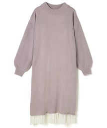 GRL | プリーツシフォンインナー付スリットニットワンピース(ワンピース)
