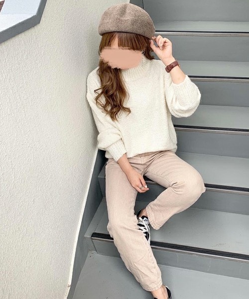 chocomee（チョコミー）の「カラーウォッシュデニム（デニムパンツ・レディース・ブラック/ベージュ・S）」の2枚目の写真