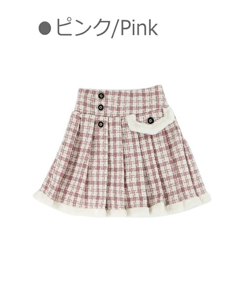 Bobon21(ボボンニジュウイチ)の「千鳥柄サイドポケットプリーツスカート-全2色-(スカート・レディース・ピンク/ブラウン・S/M/L)」の1枚目の写真