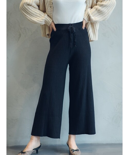 Rewde（ルゥデ）の「★WEB限定★ﾘﾌﾞﾆｯﾄﾊﾟﾝﾂ（9R14-ZO016）（その他パンツ・レディース・ブラウン/ブラック/グレー・M）」の2枚目の写真