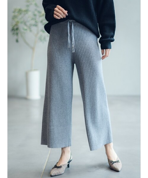 Rewde（ルゥデ）の「★WEB限定★ﾘﾌﾞﾆｯﾄﾊﾟﾝﾂ（9R14-ZO016）（その他パンツ・レディース・ブラウン/ブラック/グレー・M）」の3枚目の写真