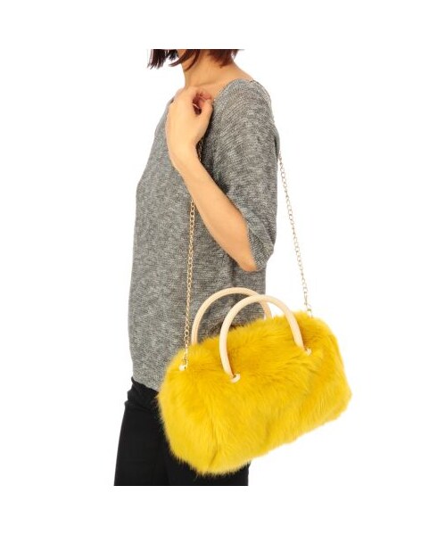 OZOC（オゾック）の「ファーボストンバッグ（ボストンバッグ・レディース・イエロー系/ベージュ系・00）」の11枚目の写真