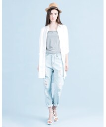 MEIER.Q | OVERSIZED LONGLINE BOYFRIEND BLOUSE(トップス)