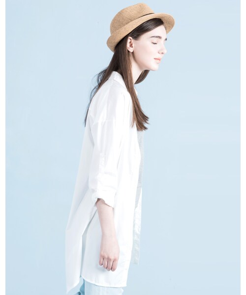 MEIER.Q（マイヤーキュー）の「OVERSIZED LONGLINE BOYFRIEND BLOUSE（トップス・レディース・白・S/M/L）」の3枚目の写真