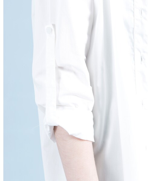 MEIER.Q（マイヤーキュー）の「OVERSIZED LONGLINE BOYFRIEND BLOUSE（トップス・レディース・白・S/M/L）」の5枚目の写真