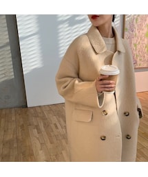 no brand | CO251: シンプルレディーライクコート(ピーコート)