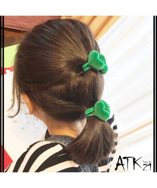 No Brand ノーブランド の 2点セット 秋冬カラー ハートモチーフ 子供用ヘアゴム ツインテール ヘアポニー 卒業式 入学式 発表会 七五三 結婚式 パーティ 子供 キッズ 女の子 ヘアアクセサリー Hgk ヘアゴム Wear