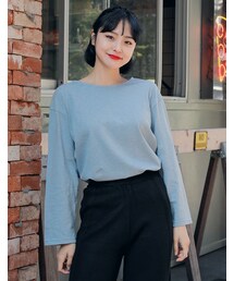 HOTPING | アンバランスヘムスラブロングTシャツ(Tシャツ/カットソー)