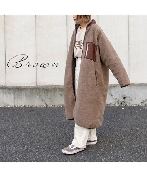 Sheson シーズン の Sheson シーズン インナーキルティング ボアロングコート その他アウター Wear