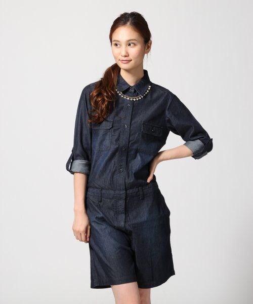 GLOBAL WORK（グローバルワーク）の「【セール除外】デニムコンビネゾン（ワンピース/ドレス・レディース・ブルー85/ネイビー88・Ｓ/Ｍ/Ｌ）」の2枚目の写真