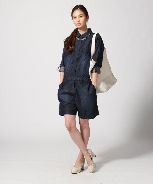 GLOBAL WORK（グローバルワーク）の「【セール除外】デニムコンビネゾン（ワンピース/ドレス・レディース・ブルー85/ネイビー88・Ｓ/Ｍ/Ｌ）」の4枚目の写真